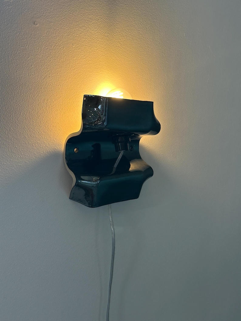 Handmade Ceramic Wall Sconce, Modern Geometric Plug-In Lamp, Sculptural Accent Light