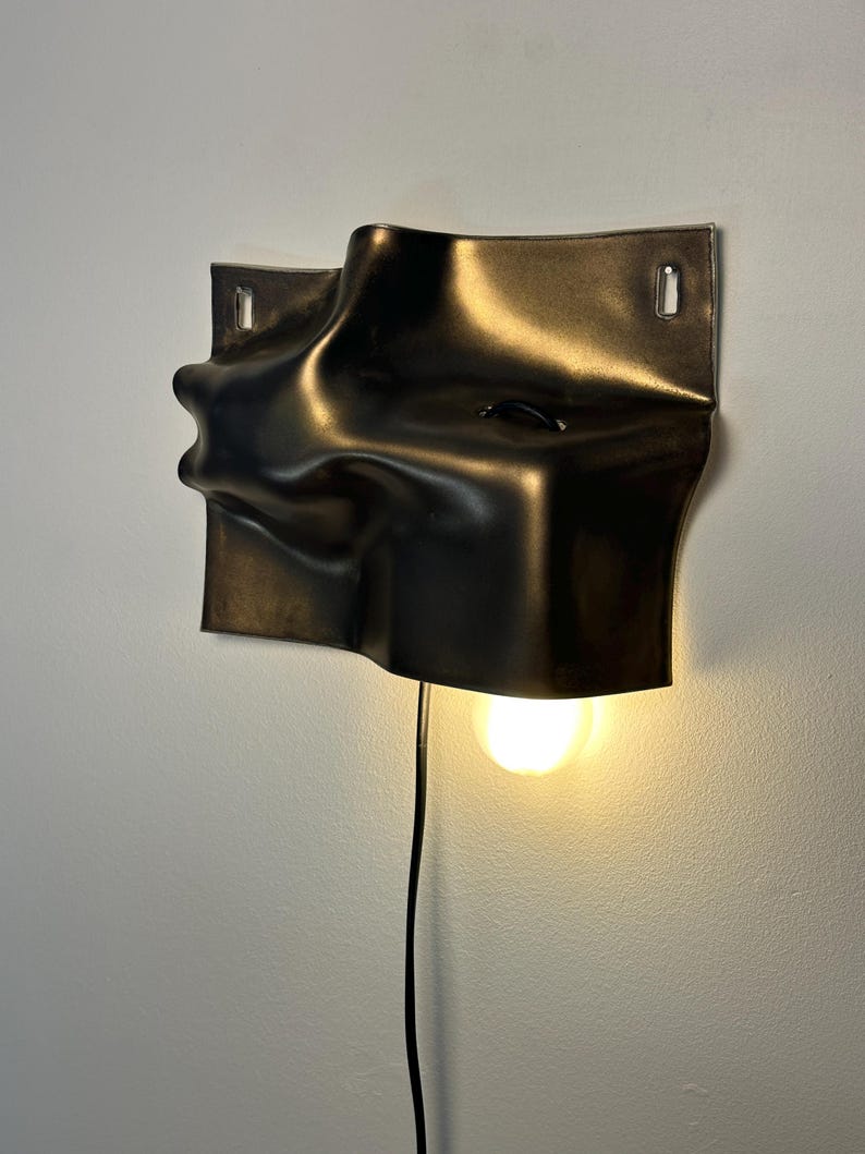 Gold Ceramic Wall Sconce, Plug-In Wall Lamp, Modern Wall Light, Geometric Sconce, Contemporary Lighting, Bedroom Bedside Lamp, Living Room