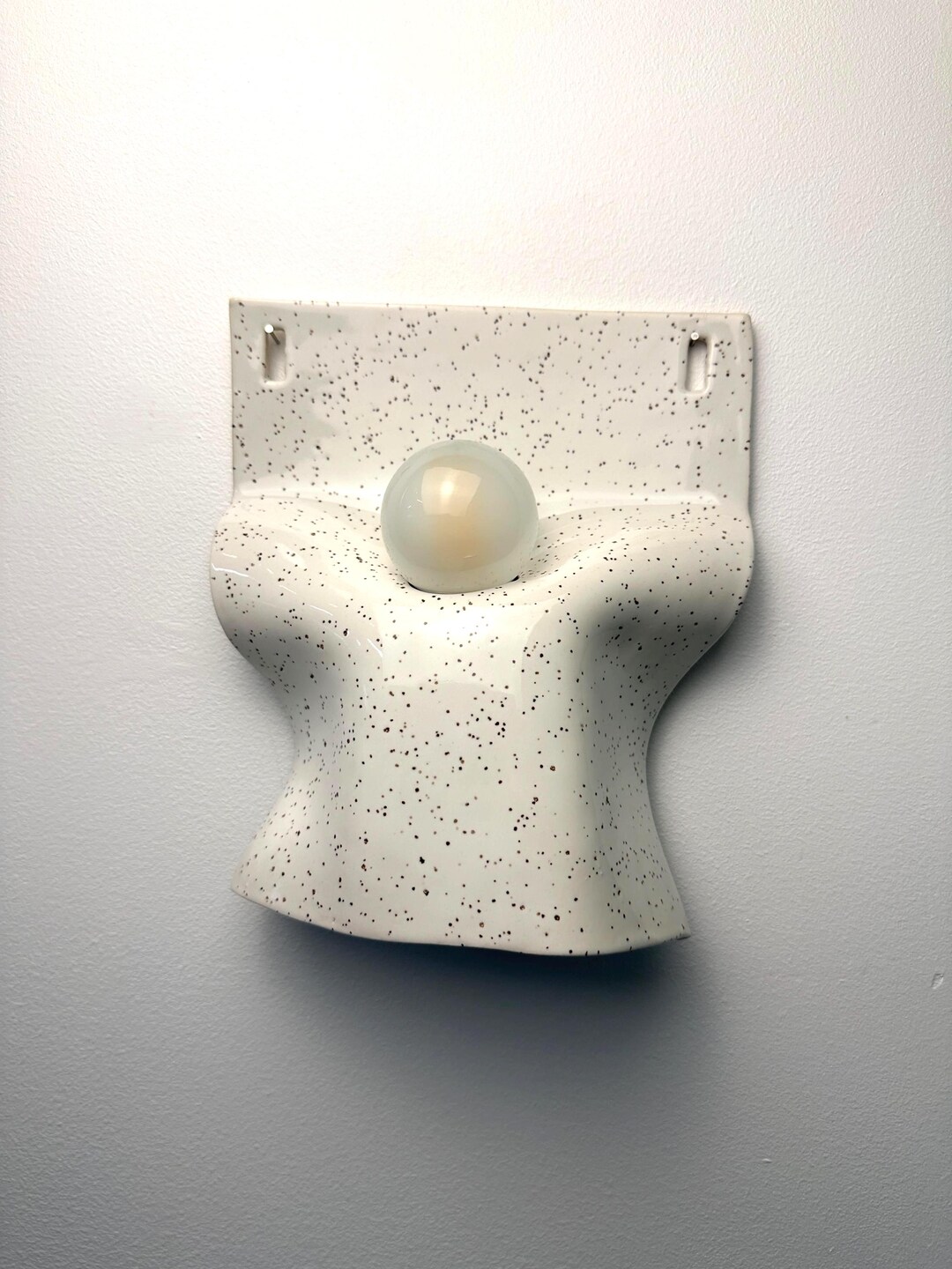 White Ceramic Wall Sconce, Hardwired or Plug-In Dimmable Lamp, Modern Wall Lighting, Sculptural Lamp for Bedroom, Living Room & Dining Room