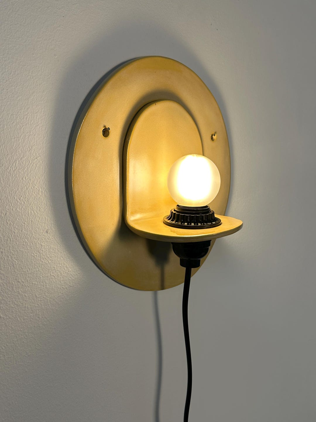 Yellow Ceramic Wall Sconce, Handmade Plug-in Dimmable Wall Light, Sculptural Accent Lamp, Modern Ceramic Lighting, Wall Decor, Bedside Light