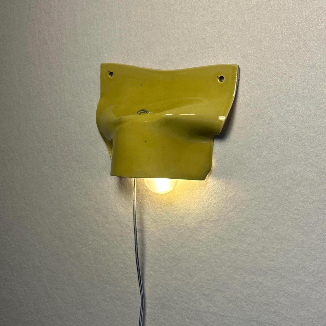 Yellow Plug-in Wall Sconce, Modern Dimmable Lamp, Easy-Install Lighting for Bedrooms, Living Rooms & Dining Areas, Contemporary Accent Light