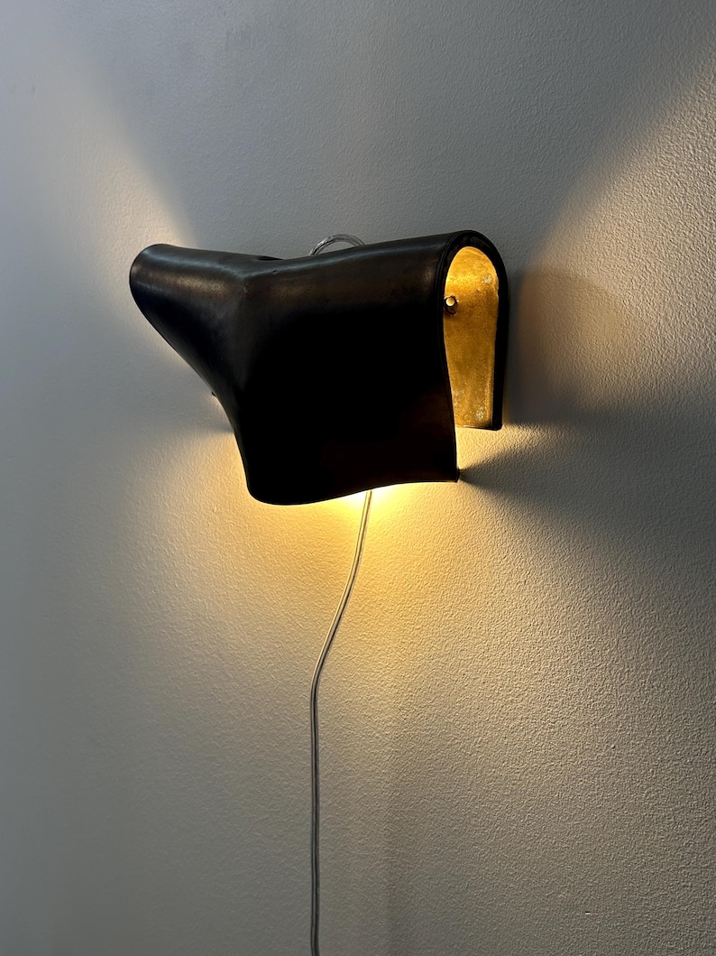 Handmade Bronze Ceramic Wall Sconce, Modern Plug-in Lamp, Geometric Sculptural Light