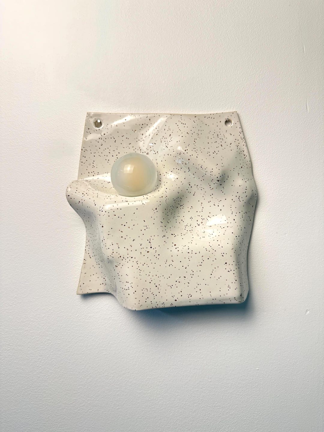 White Ceramic Wall Sconce, Hardwired or Plug-In Dimmable Lamp, Modern Wall Lighting, Sculptural Lamp for Bedroom, Living Room & Dining Room