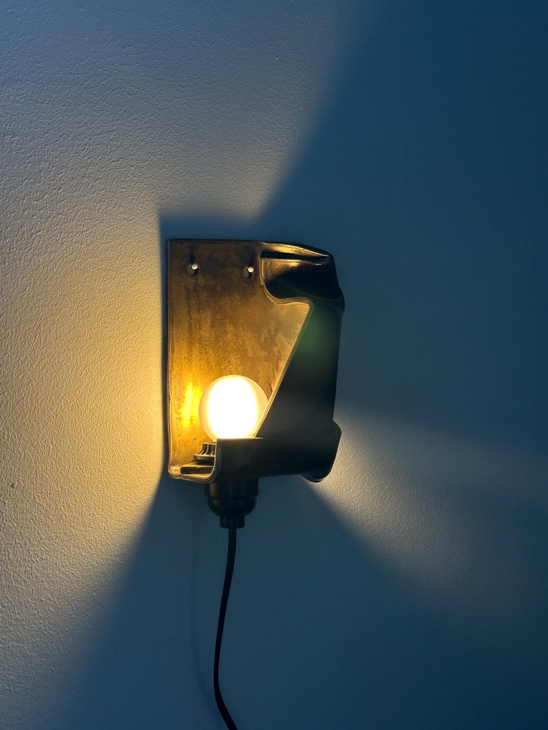 Handmade Bronze Ceramic Wall Sconce, Modern Plug-in Lamp, Architectural Accent Lighting