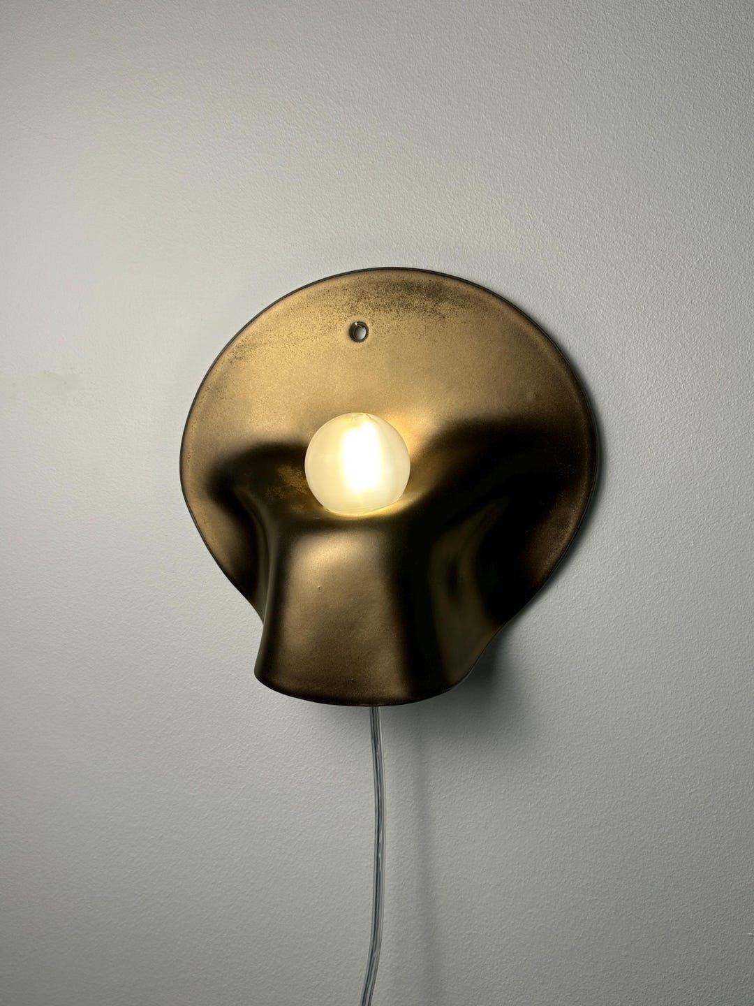 Gold Ceramic Wall Sconce, Plug-in or Hardwired Dimmable Wall Light, Handmade Ceramic Lamp, Modern Accent Lighting, Contemporary Decor