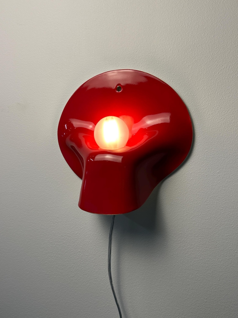 Red Ceramic Wall Sconce, Plug-In or Hardwired Dimmable Wall Light, Handmade Sculptural Lamp, Modern Accent Lighting, Unique Home Decor