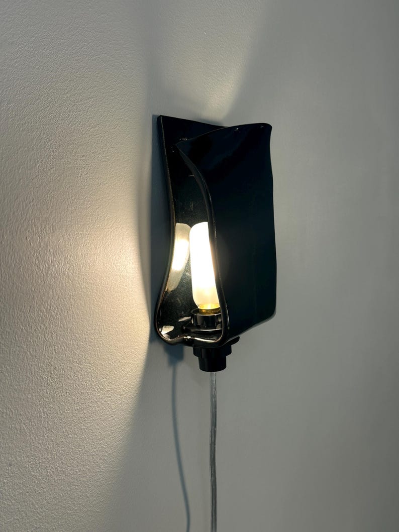 Black Sconce, Plug-in Lamp, Dimmable Light for Bedroom, Living Room & Hallway, Apartment, Renter, Redesign, Contemporary Wall Mount Lamp