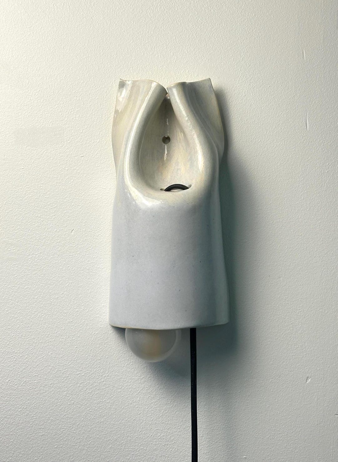 Blue Wall Sconce, Plug-In Dimmable Ceramic Lamp, Unique Handmade Dimmable Lighting for Contemporary Interior Design, Accent Lamp