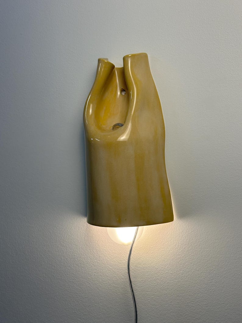 Yellow Plug-in Wall Sconce, Modern Dimmable Lamp, Easy-Install Lighting for Bedrooms, Living Rooms & Dining Areas, Contemporary Accent Light