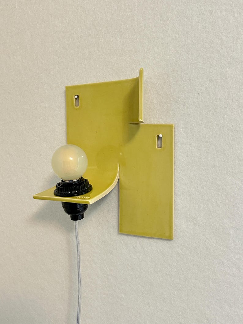Yellow Ceramic Wall Sconce, Sculptural Plug-In Dimmable Wall Lamp, Easy Install, Bedroom, Living Room, Dining Room Accent Lighting