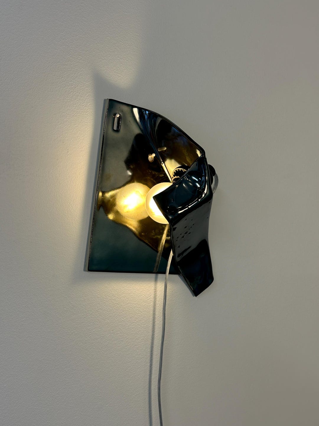 Handmade Ceramic Wall Sconce, Silver Graphite, Modern Plug-in Lamp, Dimmable Light