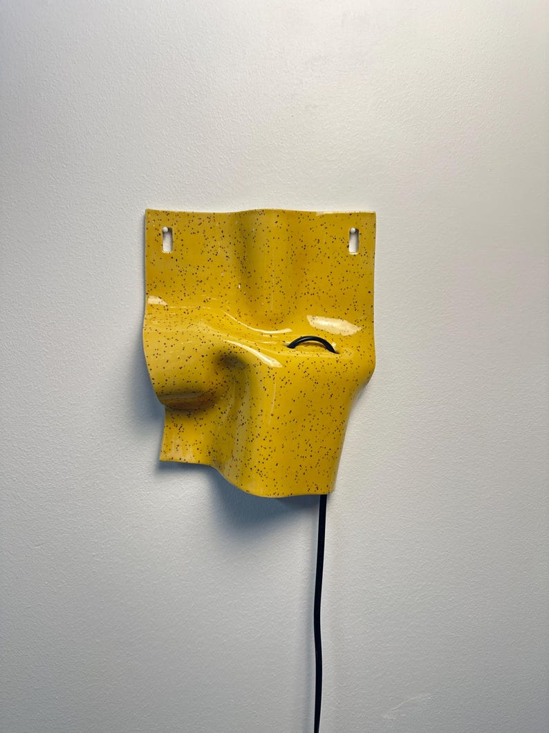 Yellow Ceramic Wall Sconce, Handmade Plug-in Dimmable Wall Light, Sculptural Accent Lamp, Modern Ceramic Lighting, Wall Decor, Bedside Light